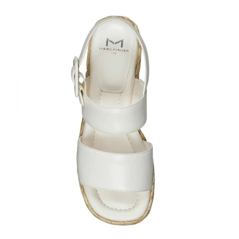 NWT MARC FISHER LTD PATRYCE‎ PLATFORM WEDGE SANDAL IN IVORY BRAND NEW IN BOX